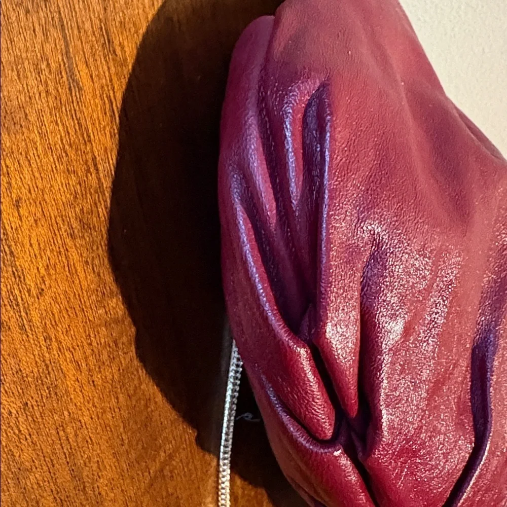 Italian Leather inside & out  Kisslock mini Bag  clutch  Crossbody bag burgundy